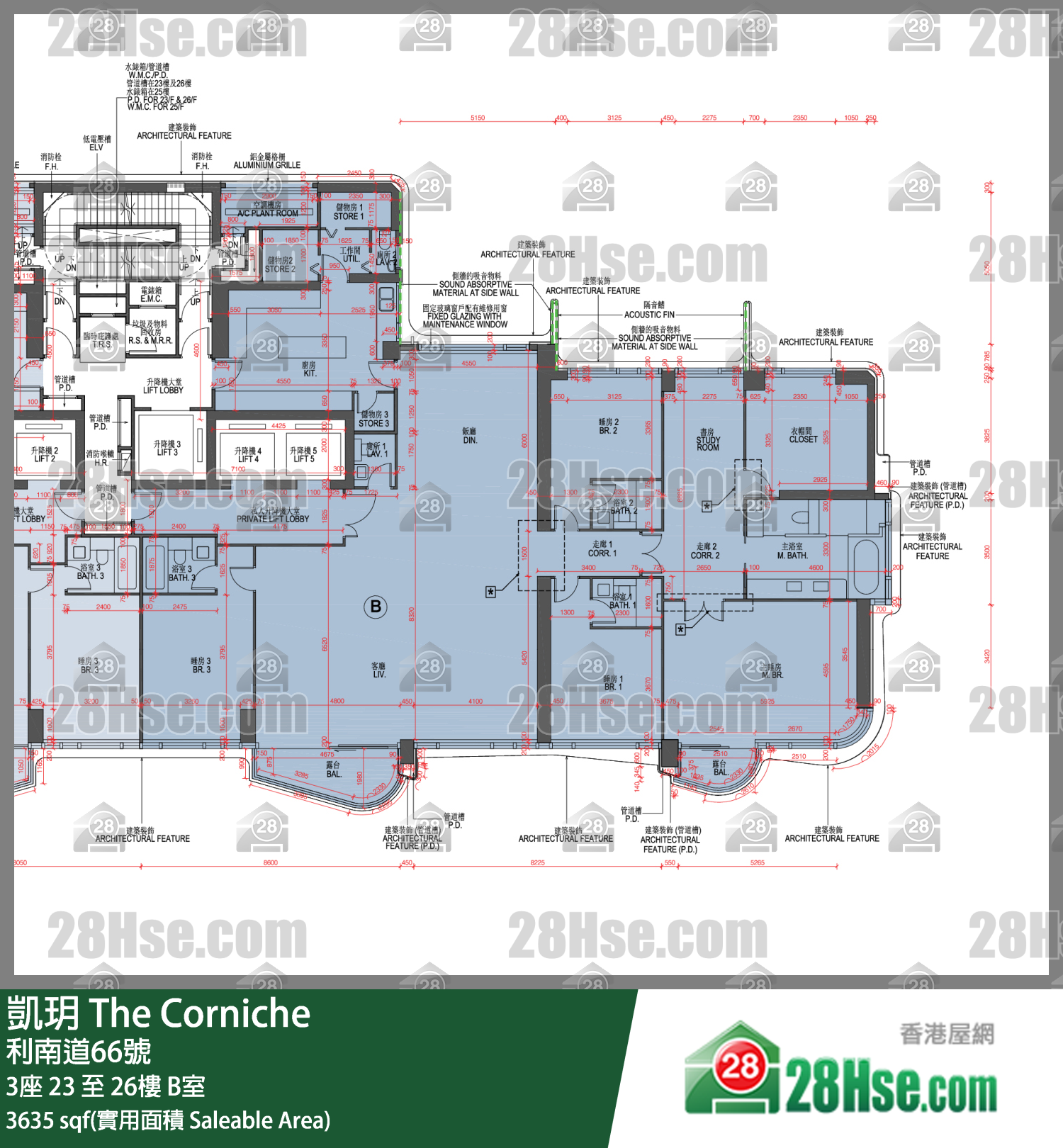 凯玥 3座 23楼 B室 平面图
