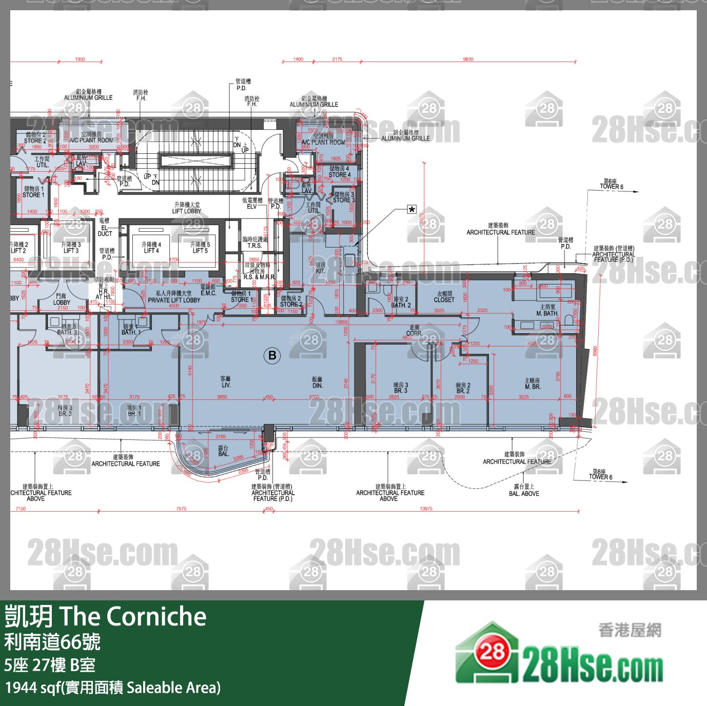 凯玥 5座27楼 B室 平面图