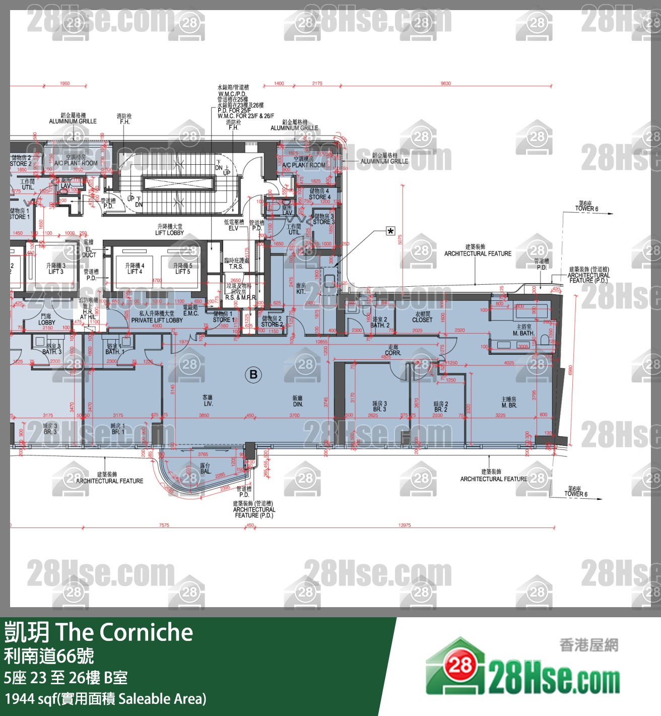 凯玥 5座25楼 B室 平面图