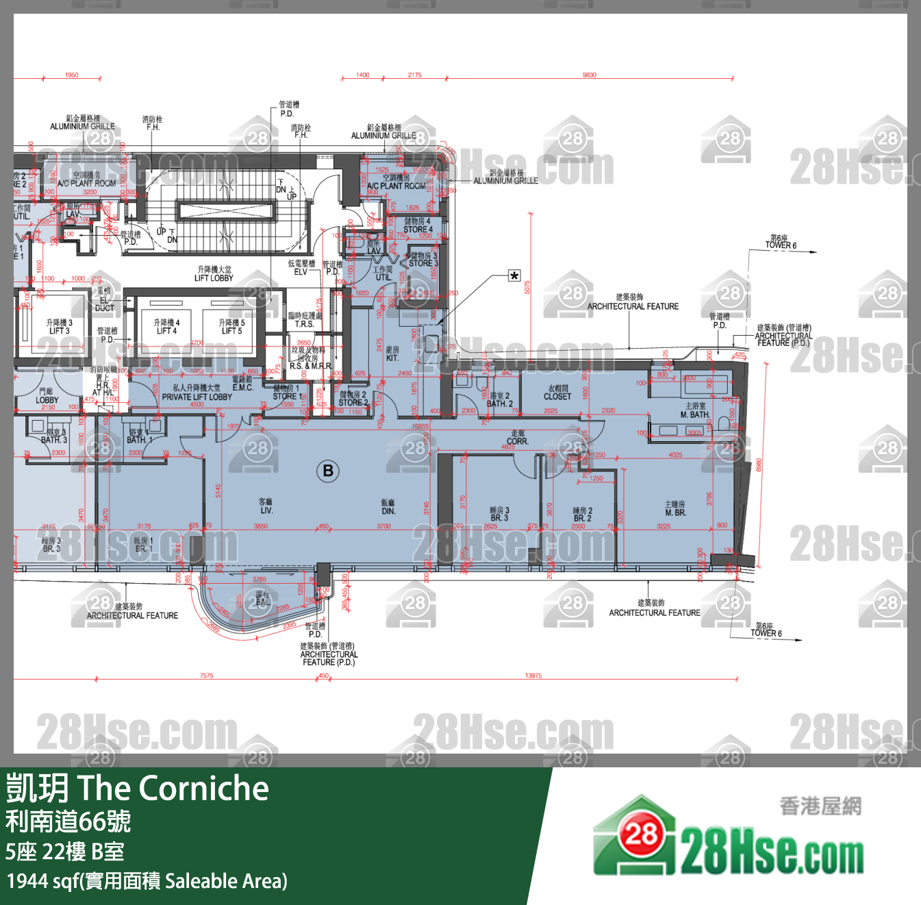 凯玥 5座22楼 B室 平面图