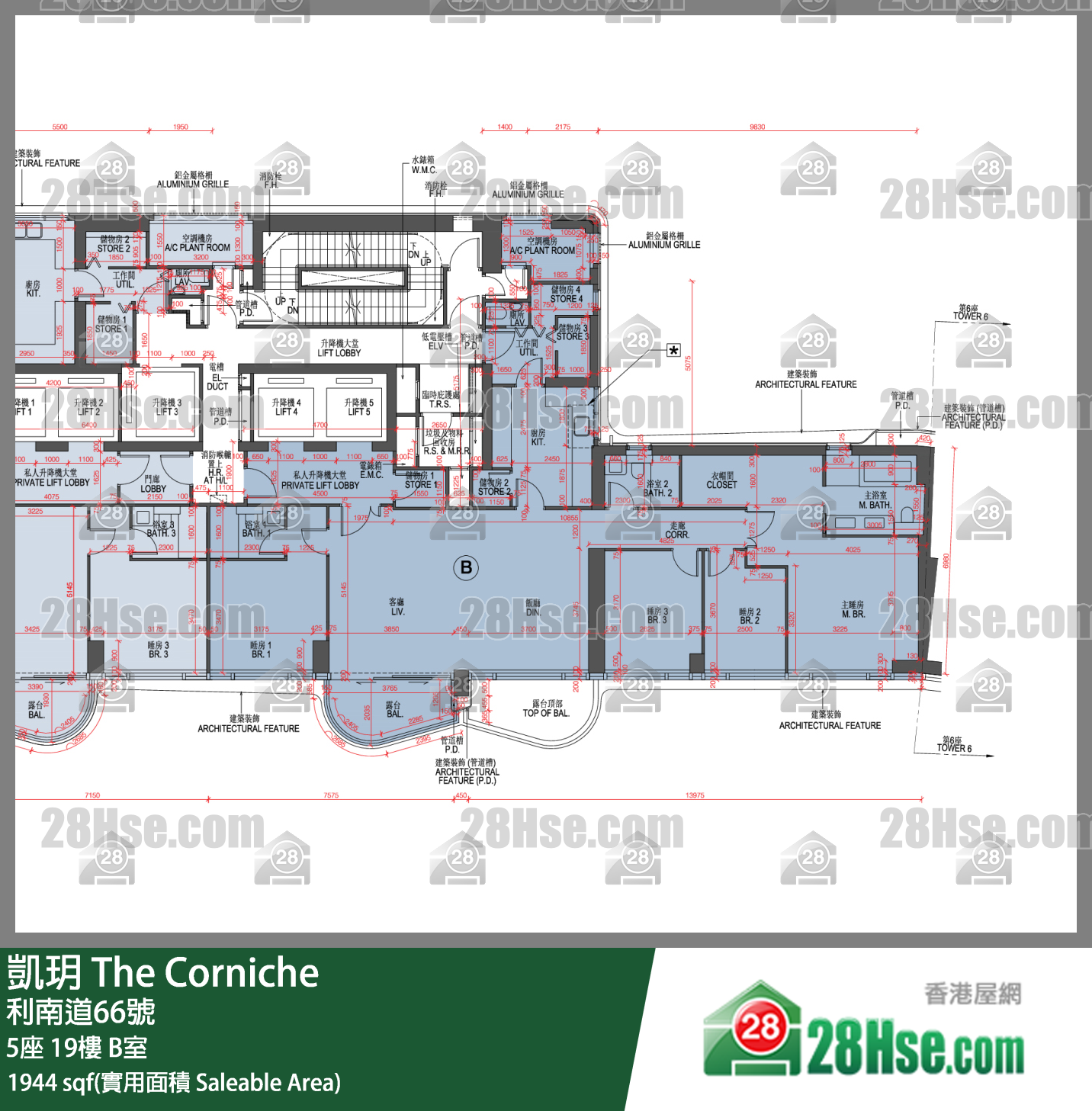 凯玥 5座19楼 B室 平面图