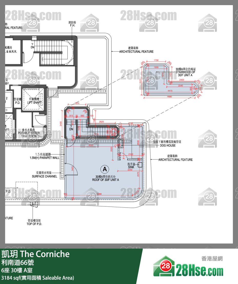 凯玥 6座30楼 A室 平面图