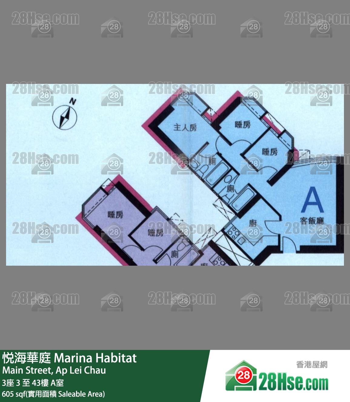 悦海华庭 3座32楼 A室 平面图