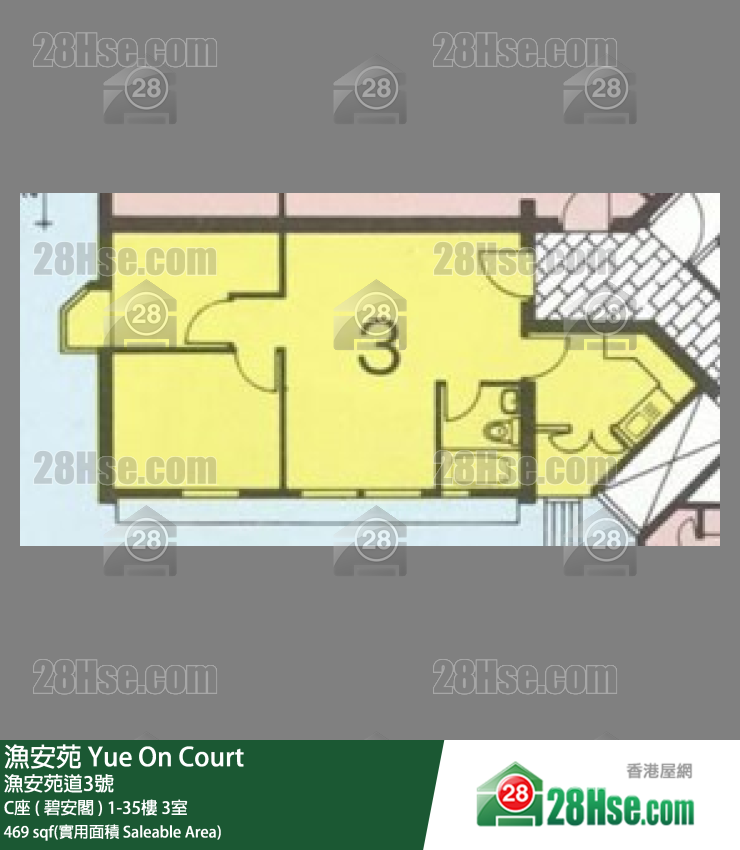 渔安苑 C座 ( 碧安阁 )19楼 3室 平面图