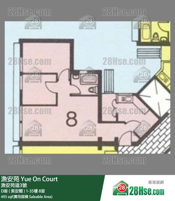 漁安苑 D座 ( 紫安閣 )15樓 8室 平面圖