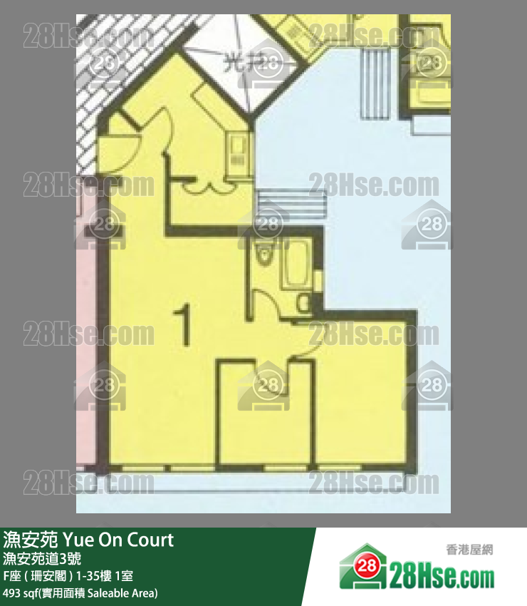 漁安苑 F座 ( 珊安閣 )12樓 1室 平面圖