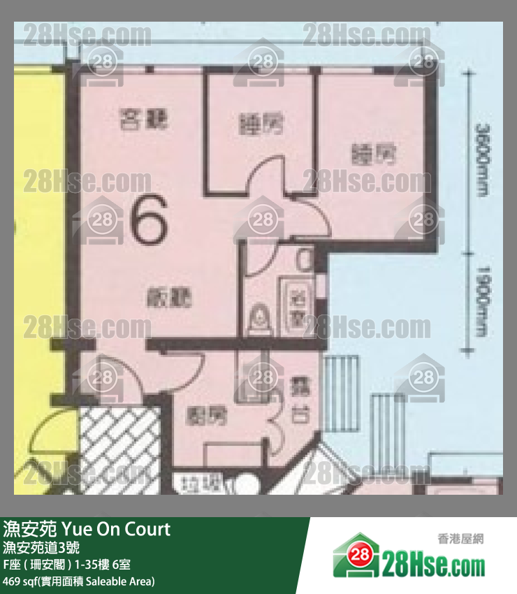 渔安苑 F座 ( 珊安阁 )9楼 6室 平面图