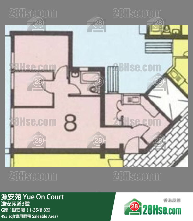 漁安苑 G座 ( 瑚安閣  )14樓 8室 平面圖