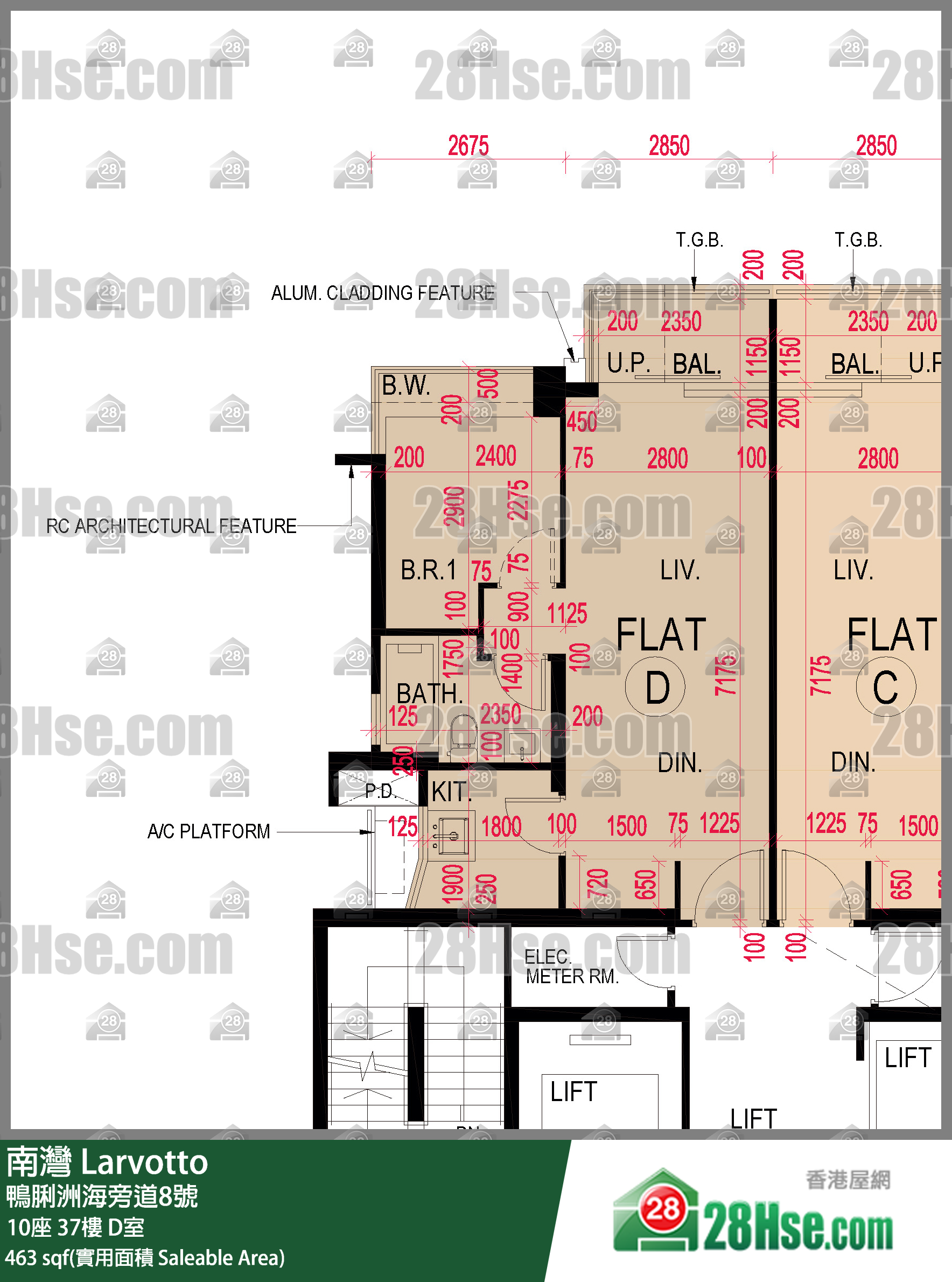 南灣 10座 37樓 D室 平面圖