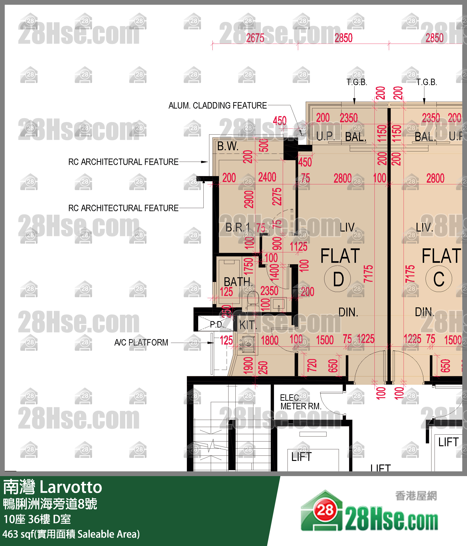 南湾 10座 36楼 D室 平面图