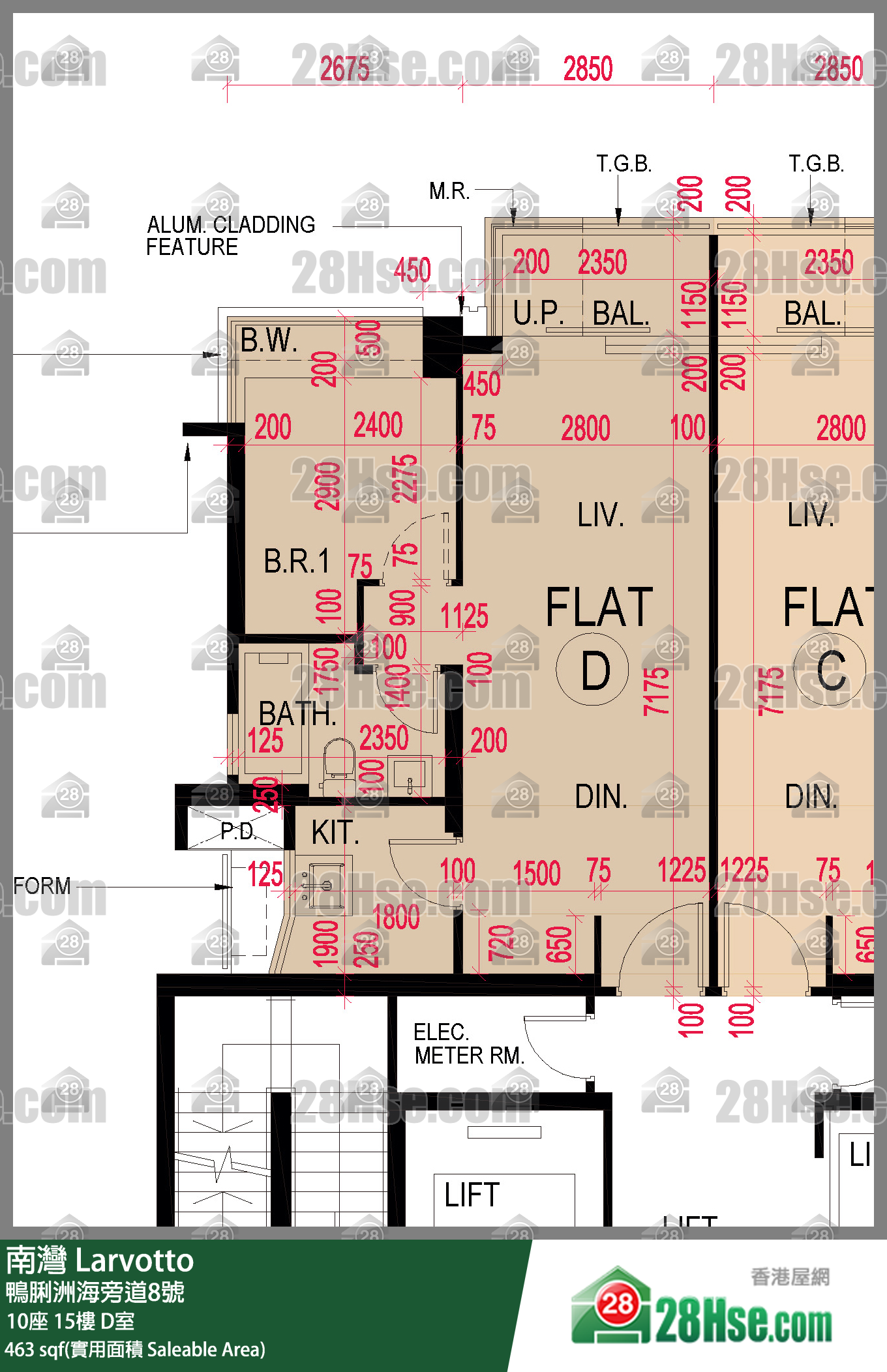 南灣 10座15樓 D室 平面圖