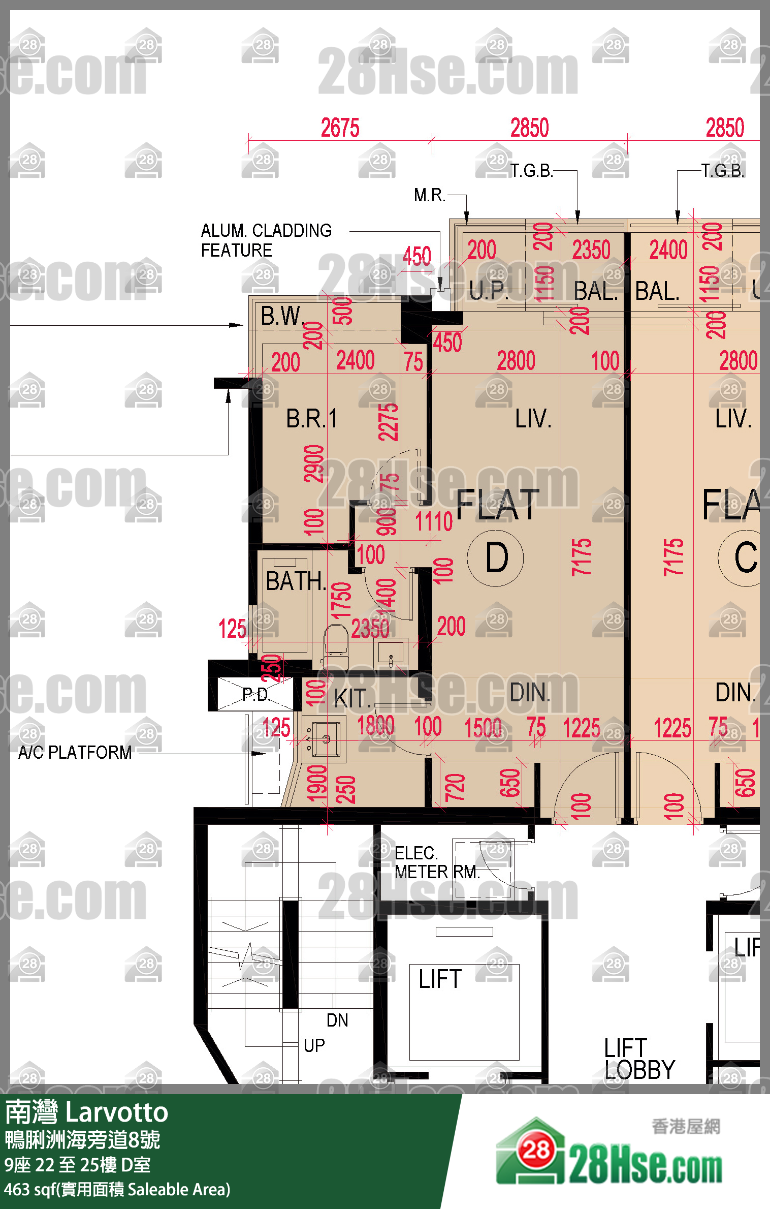 南灣 9座23樓 D室 平面圖