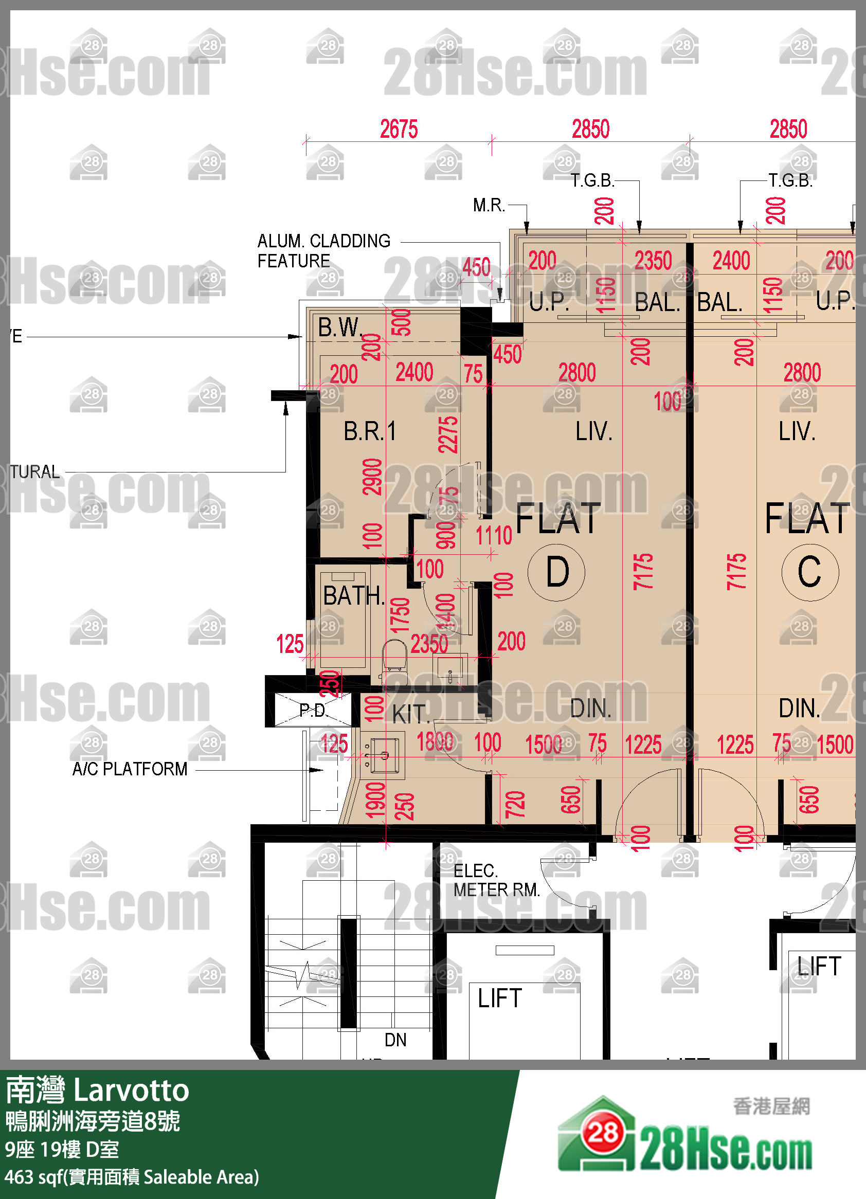 南灣 9座 19樓 D室 平面圖