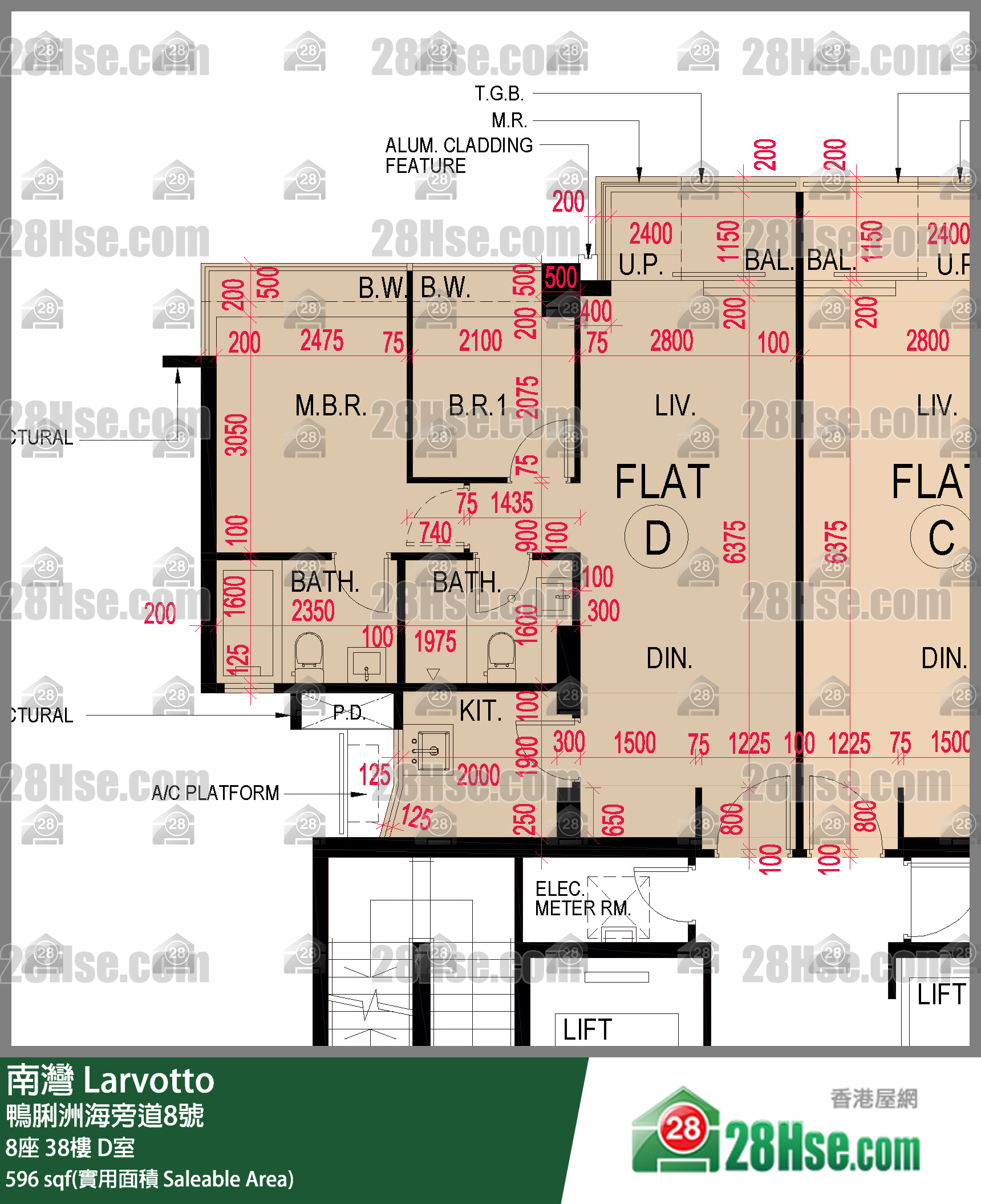 南灣 8座 38樓 D室 平面圖
