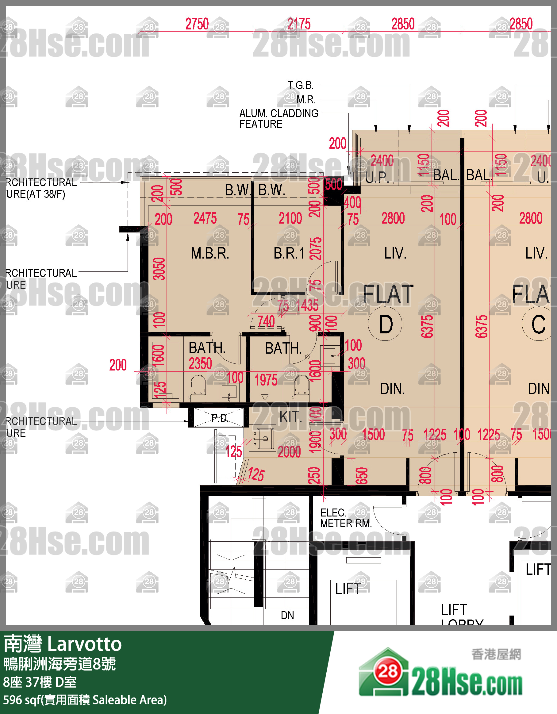南灣 8座 37樓 D室 平面圖