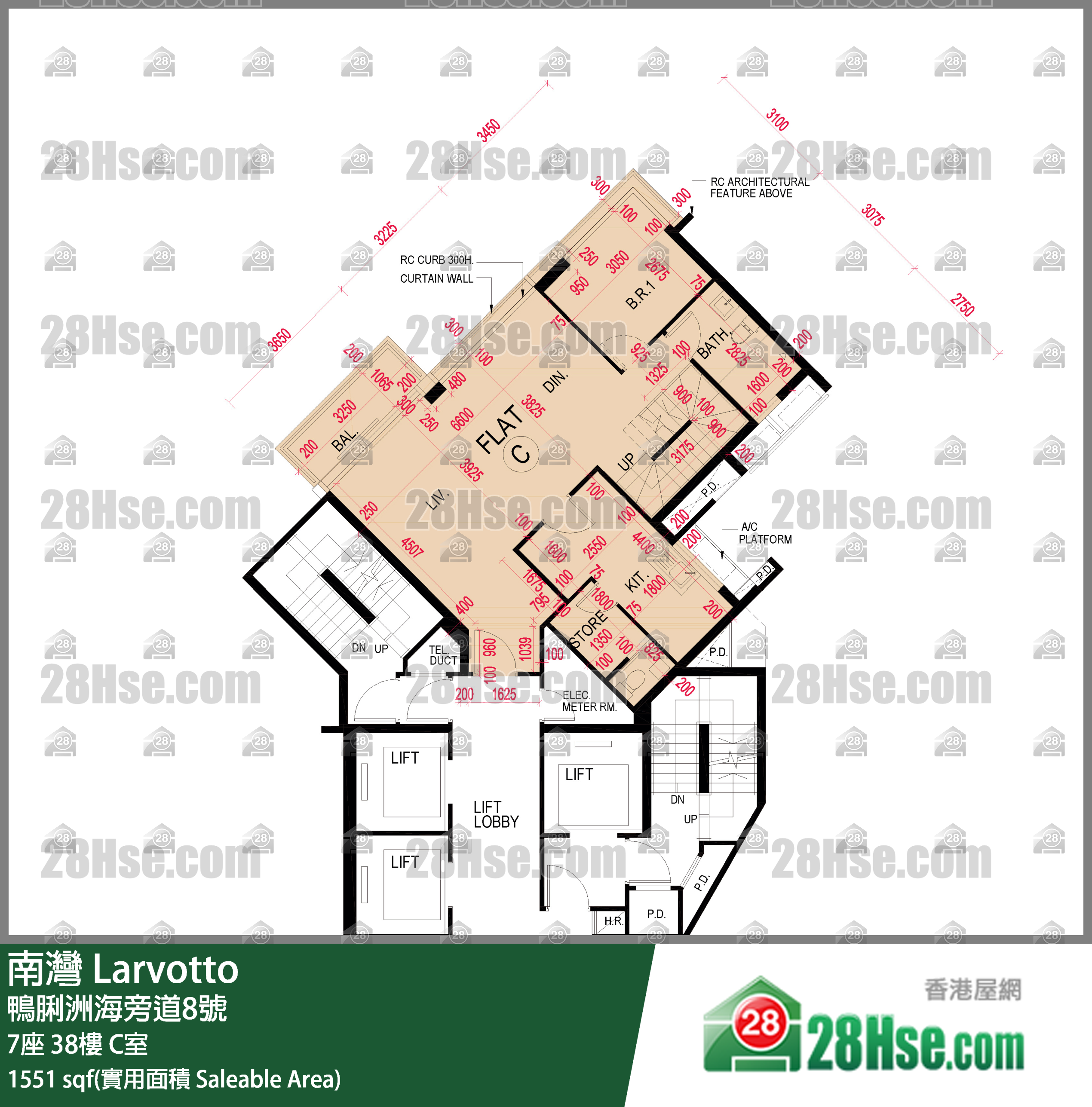 南灣 7座38樓 C室 平面圖