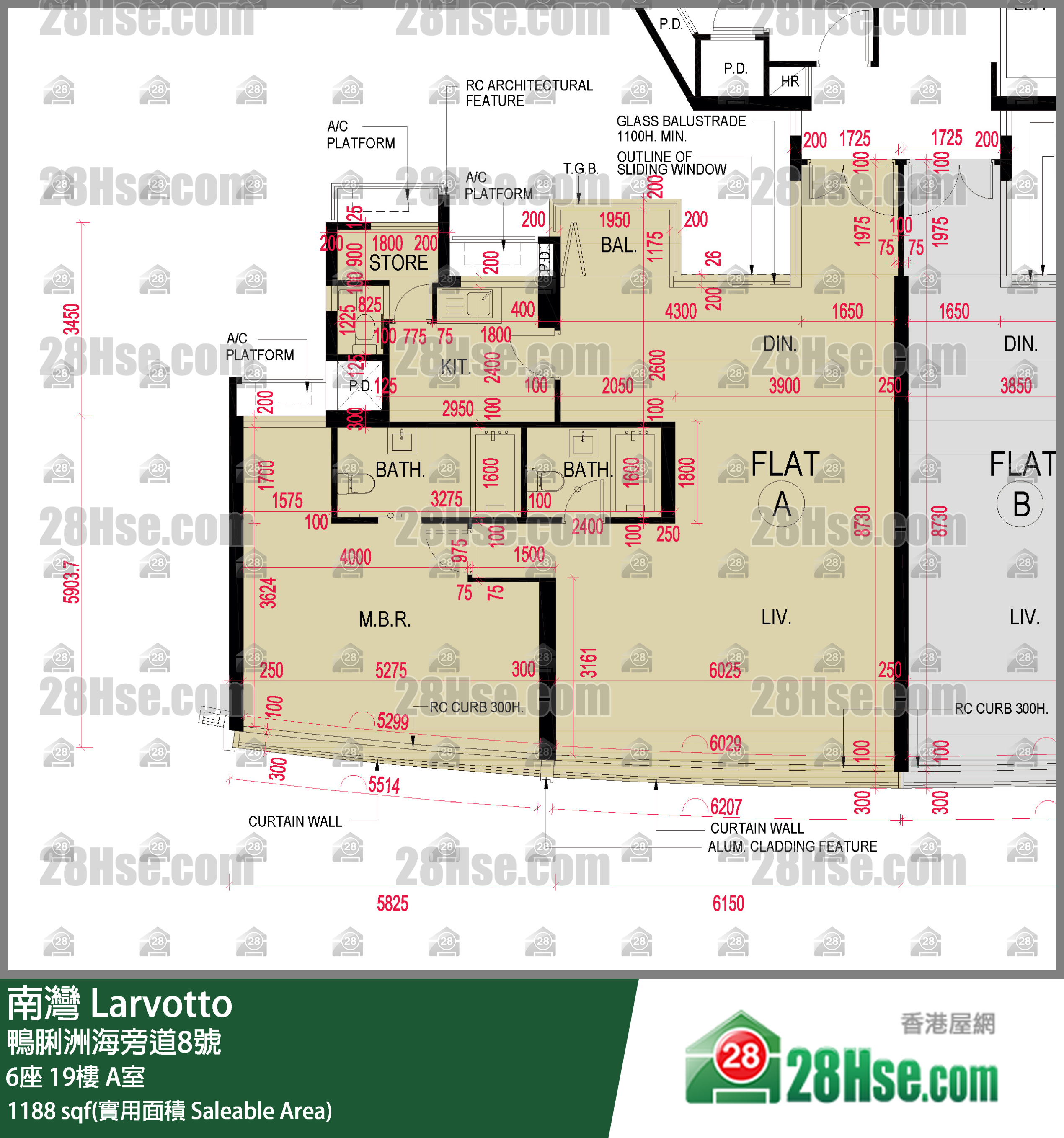 南灣 6座19樓 A室 平面圖