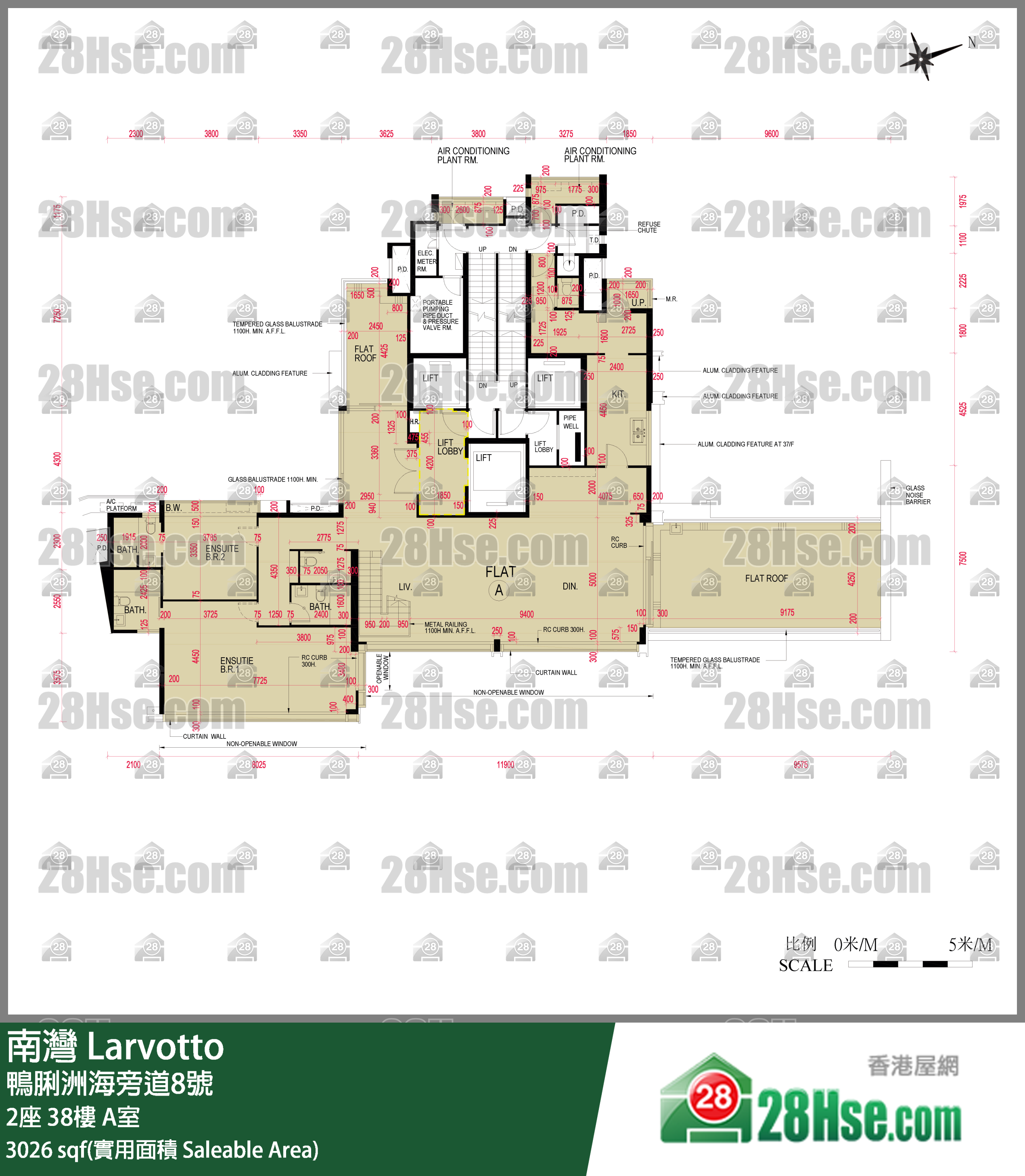 南灣 2座 38樓 A室 平面圖