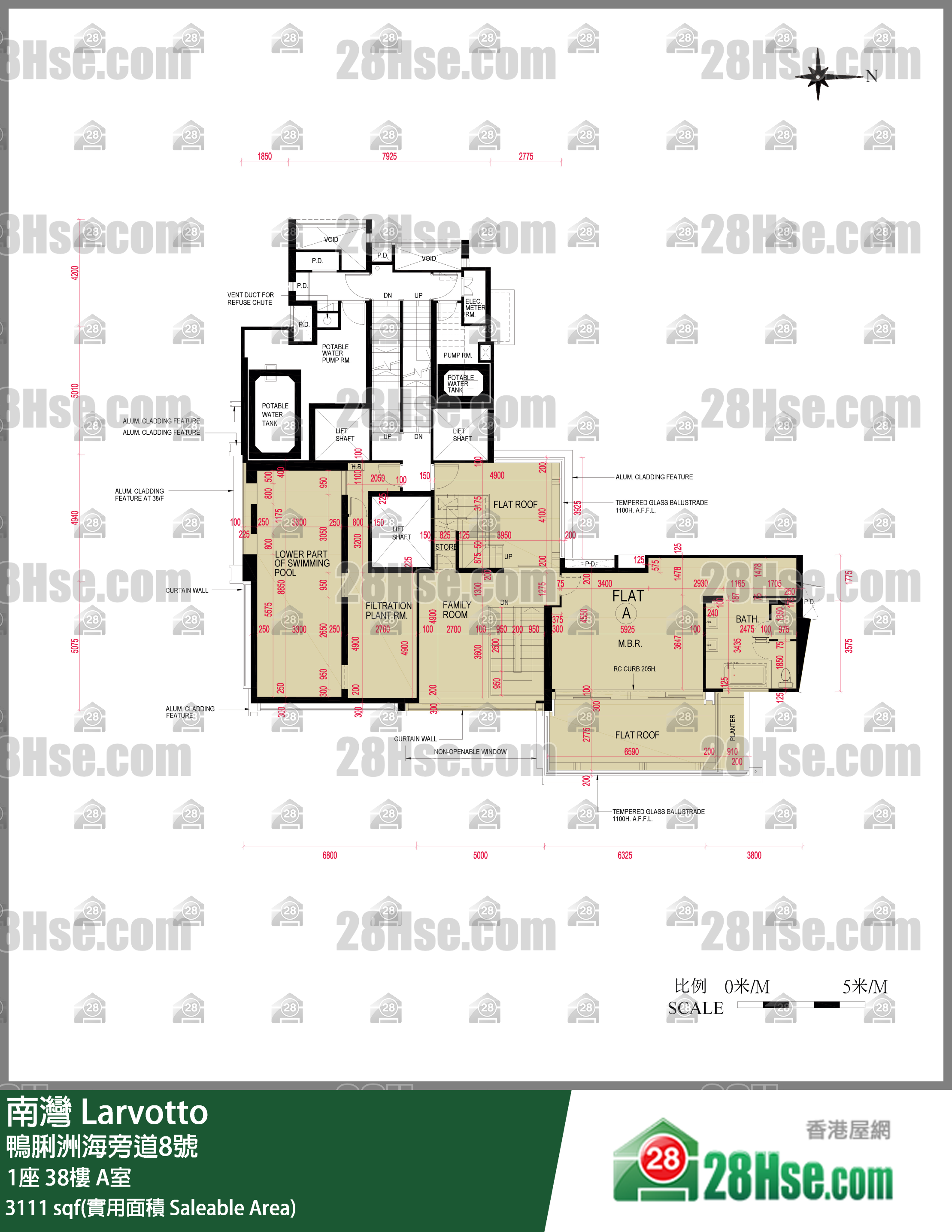 南灣 1座38樓 A室 平面圖