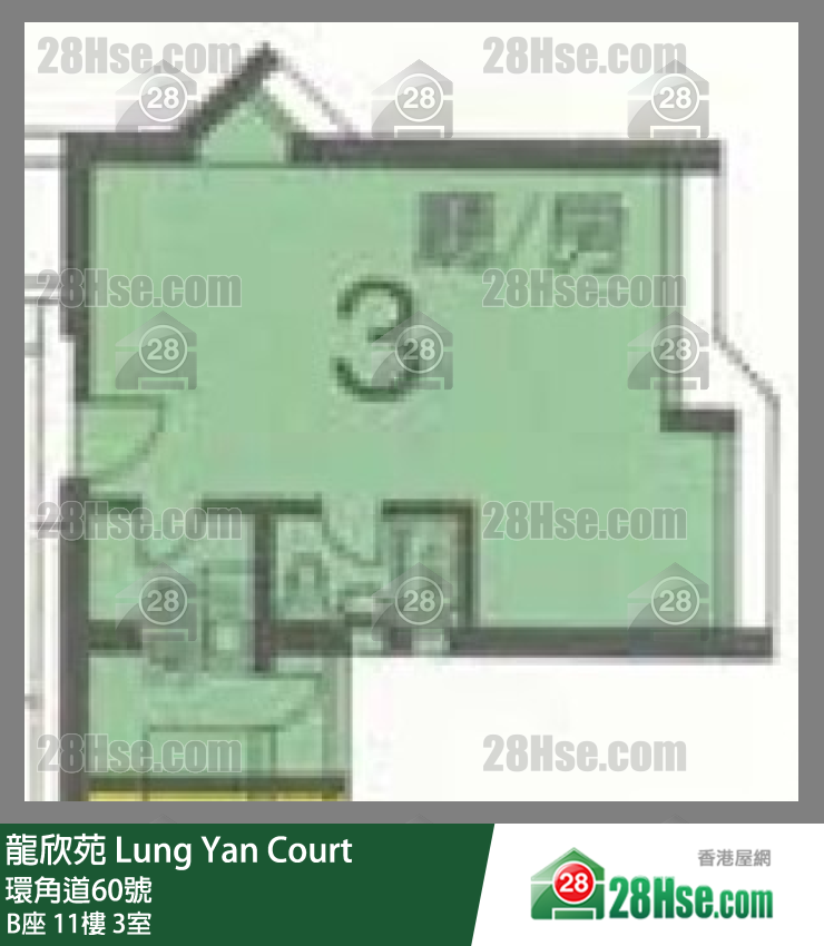 龙欣苑 B座11楼 3室 平面图