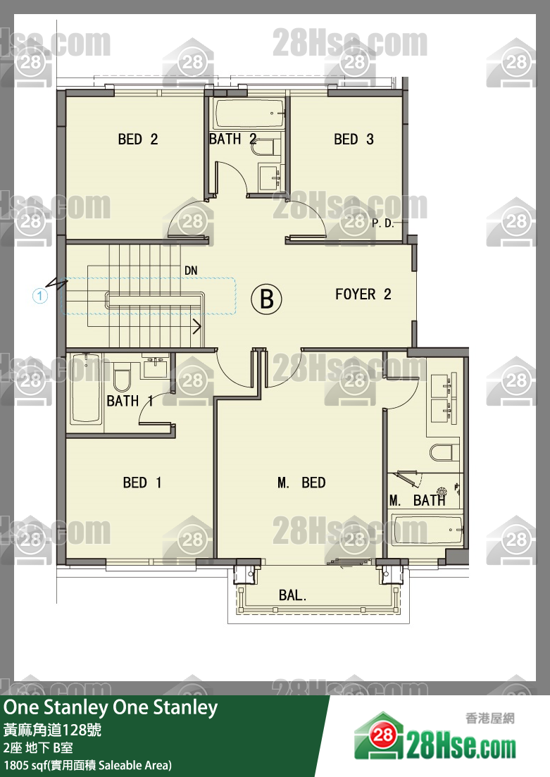 One Stanley 大厦2座地下 B室 平面图