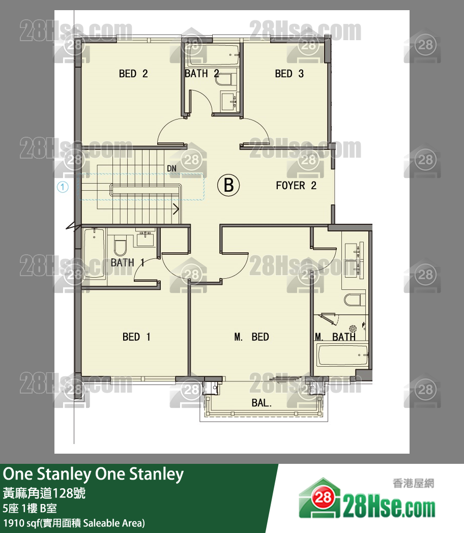One Stanley 大厦5座1楼 B室 平面图