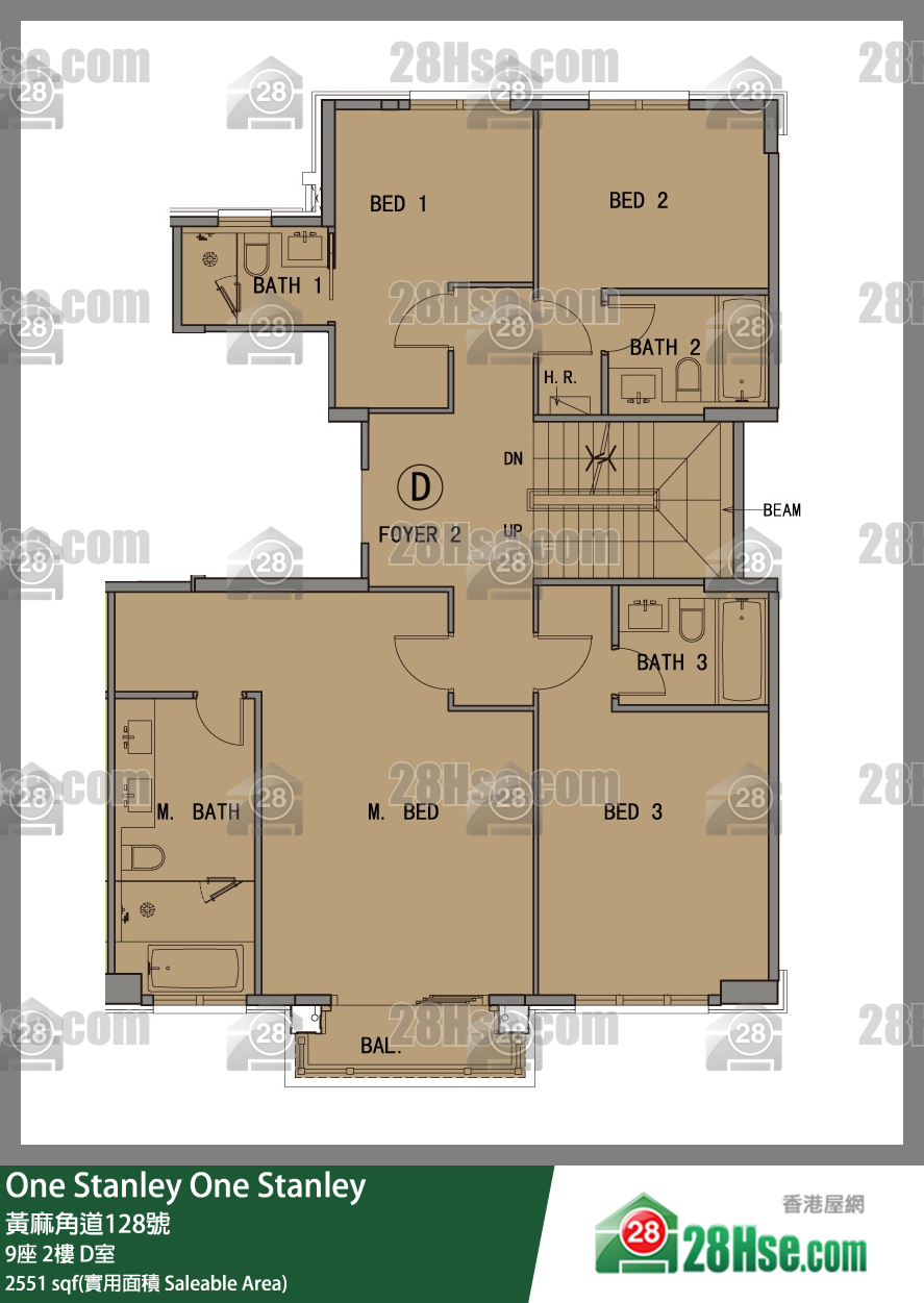 One Stanley 大厦9座2楼 D室 平面图