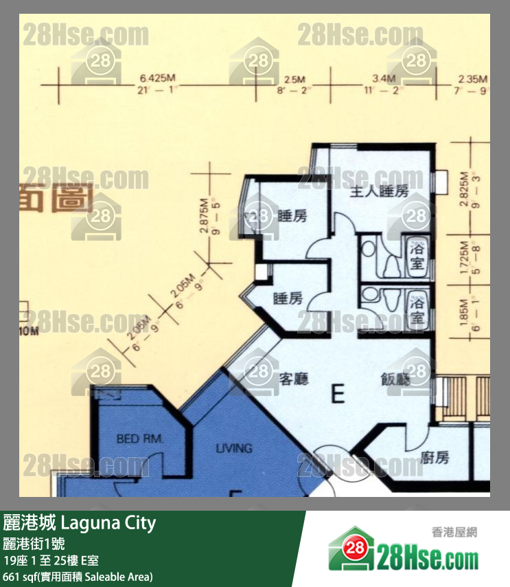 麗港城 19座1樓 E室 平面圖