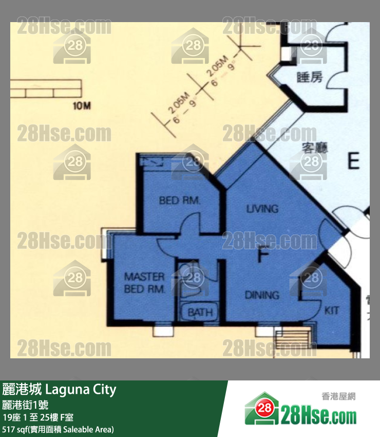 麗港城 19座22樓 F室 平面圖