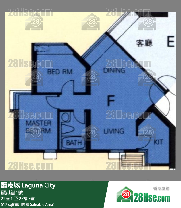 麗港城 22座4樓 F室 平面圖