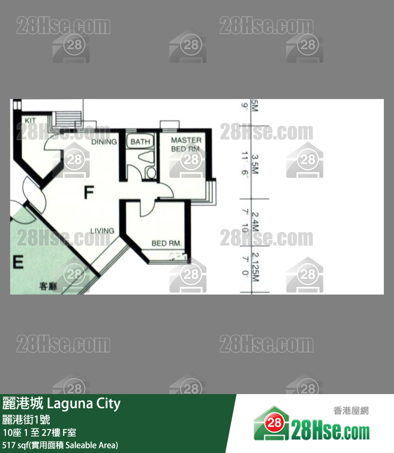 麗港城 10座8樓 F室 平面圖