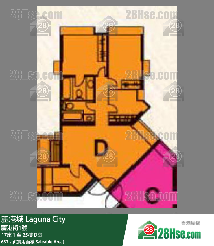 麗港城 17座11樓 D室 平面圖