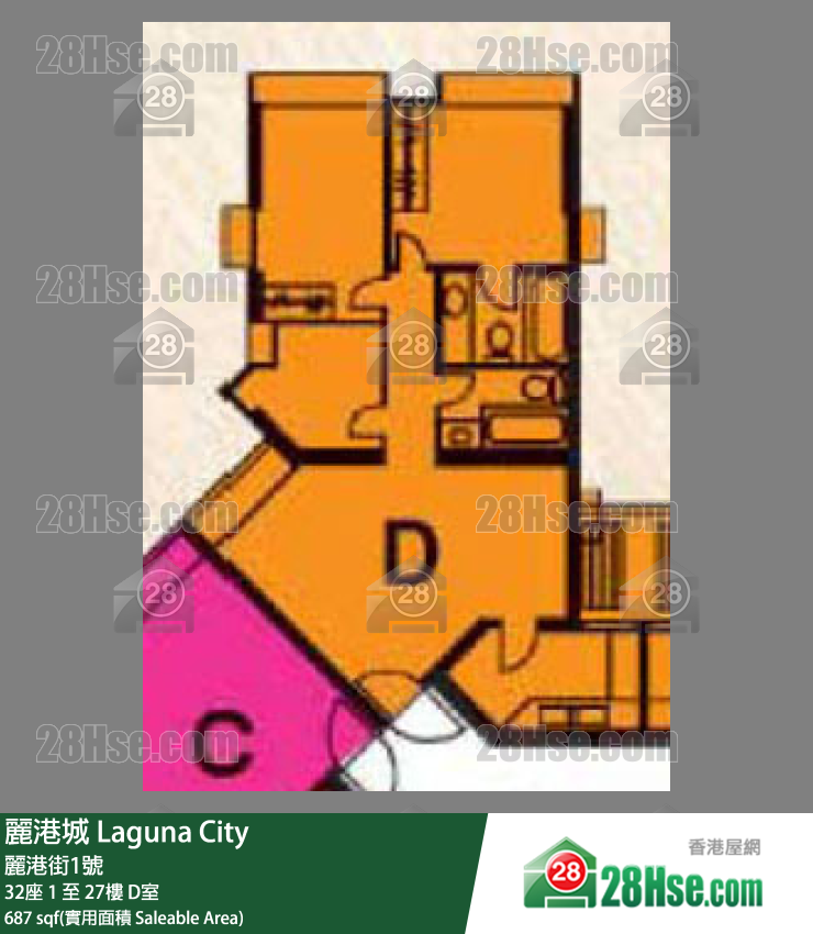 麗港城 32座27樓 D室 平面圖