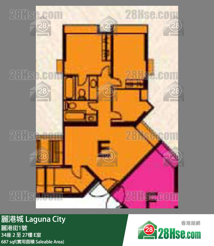 麗港城 34座11樓 E室 平面圖