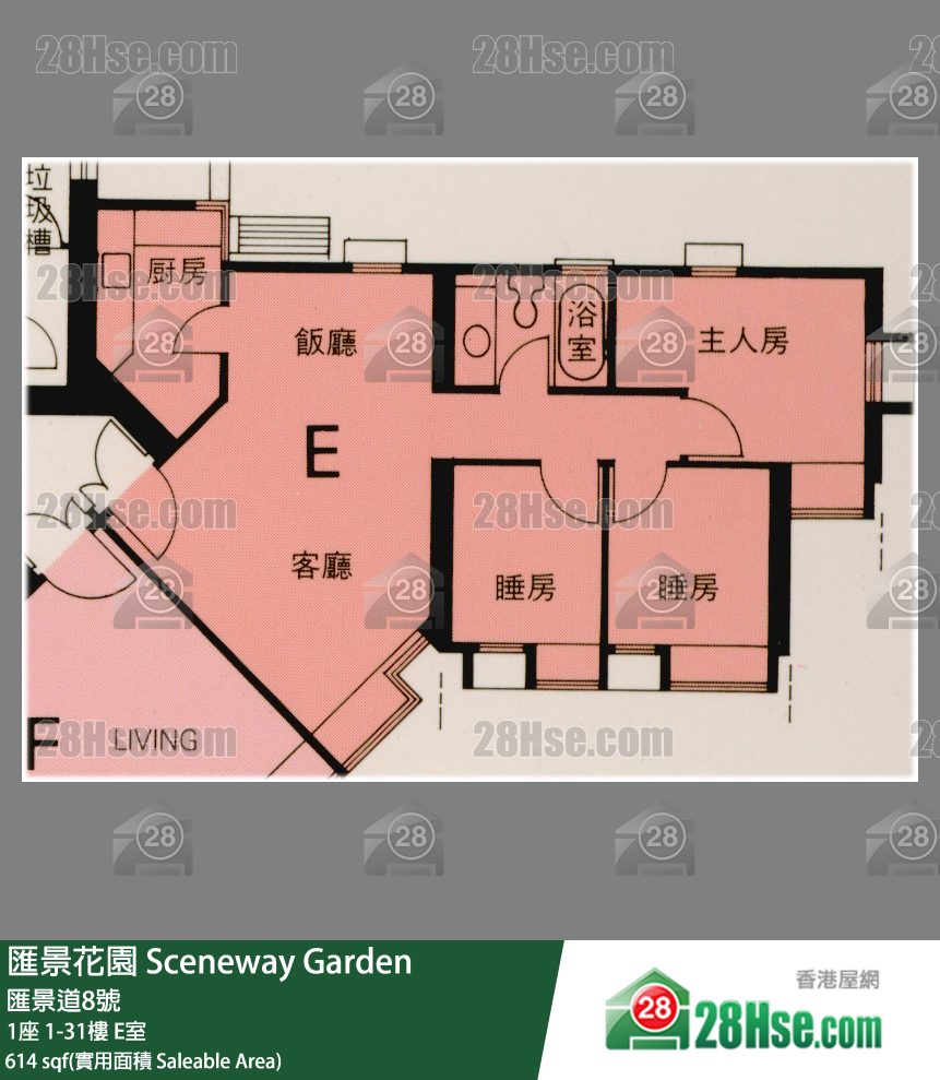 匯景花園 1座22樓 E室 平面圖