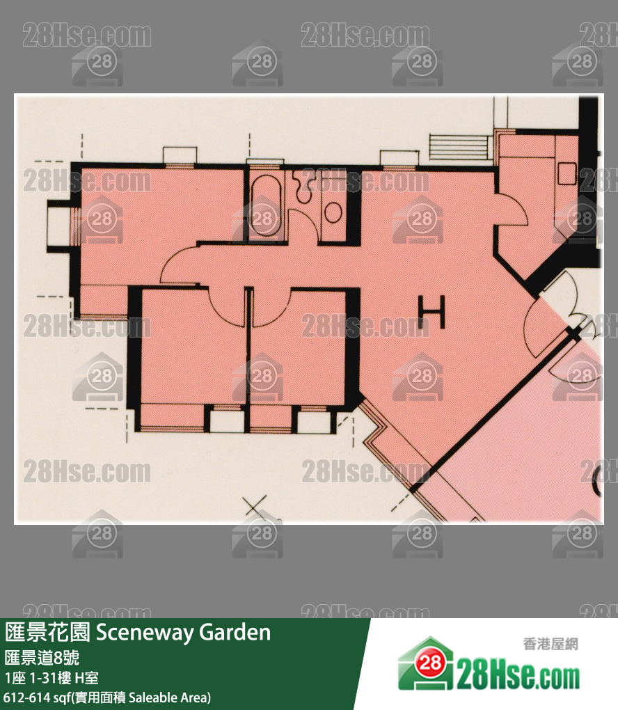 匯景花園 1座 23樓 H室 平面圖