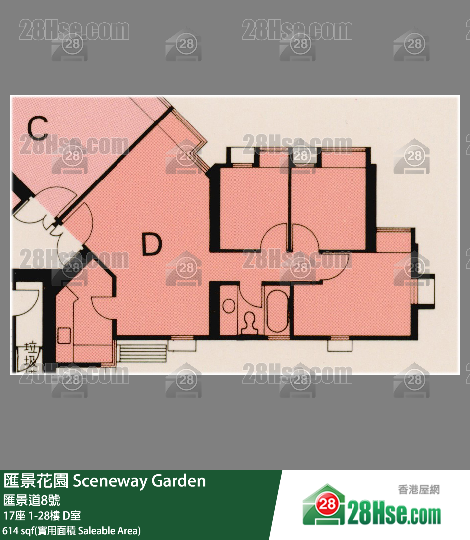 匯景花園 17座28樓 D室 平面圖