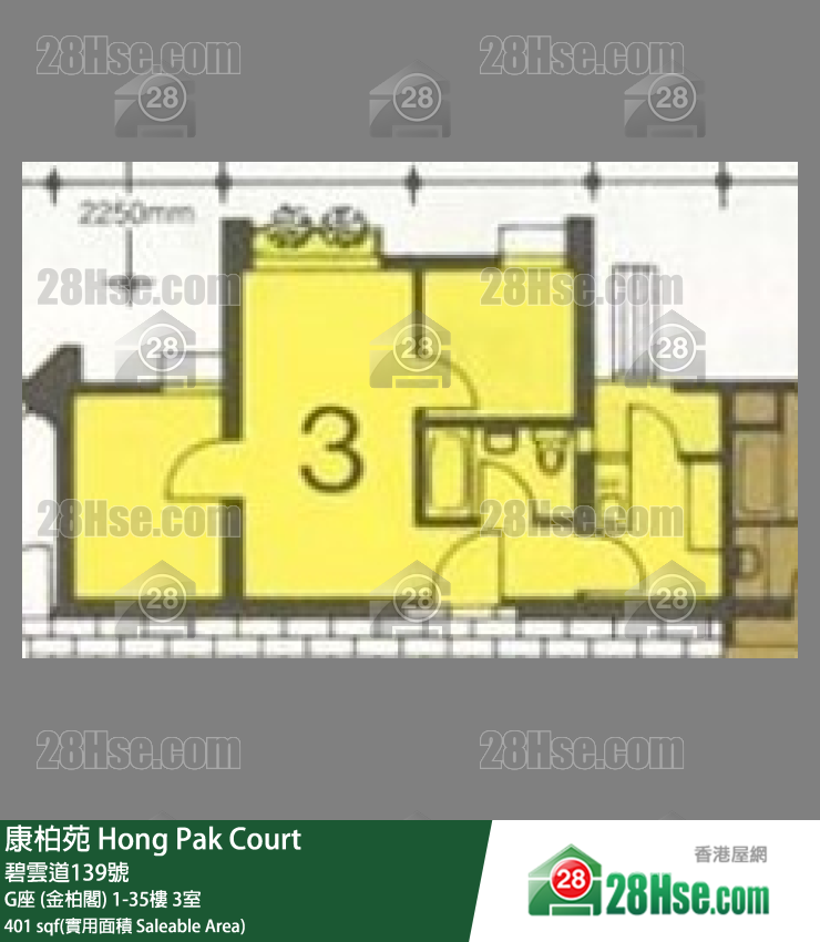康柏苑 G座 (金柏閣)18樓 3室 平面圖