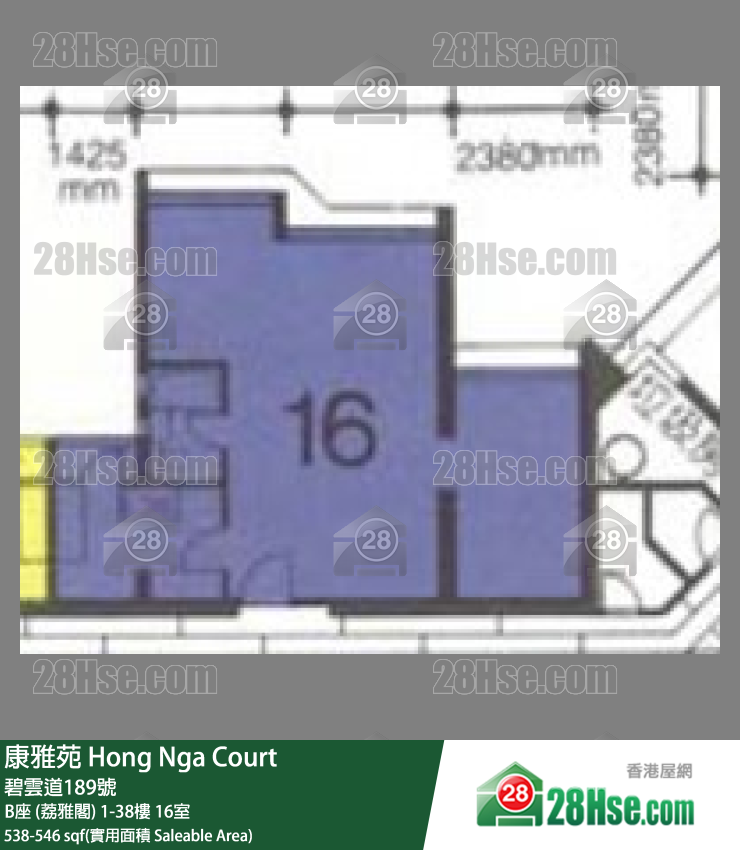 康雅苑 B座 (荔雅閣)19樓 16室 平面圖