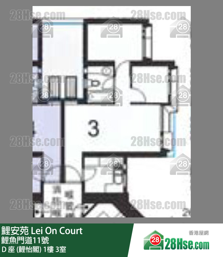 鲤安苑 D 座 (鲤怡阁)1楼 3室 平面图