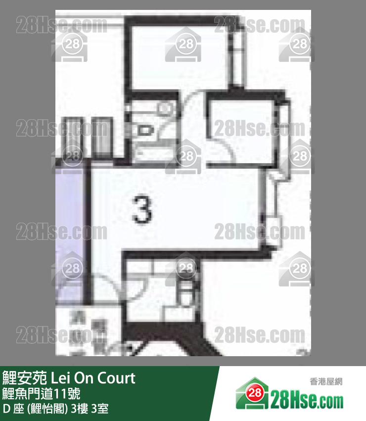 鲤安苑 D 座 (鲤怡阁)3楼 3室 平面图