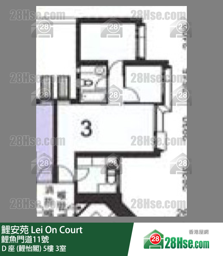 鲤安苑 D 座 (鲤怡阁)5楼 3室 平面图