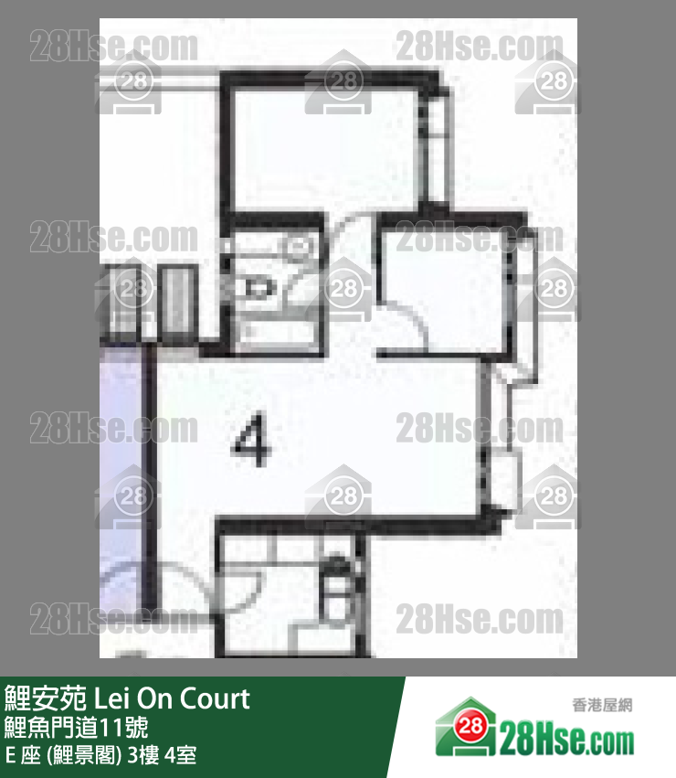 鲤安苑 E 座 (鲤景阁) 3楼 4室 平面图