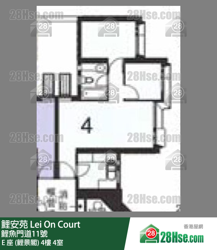 鯉安苑 E 座 (鯉景閣)4樓 4室 平面圖