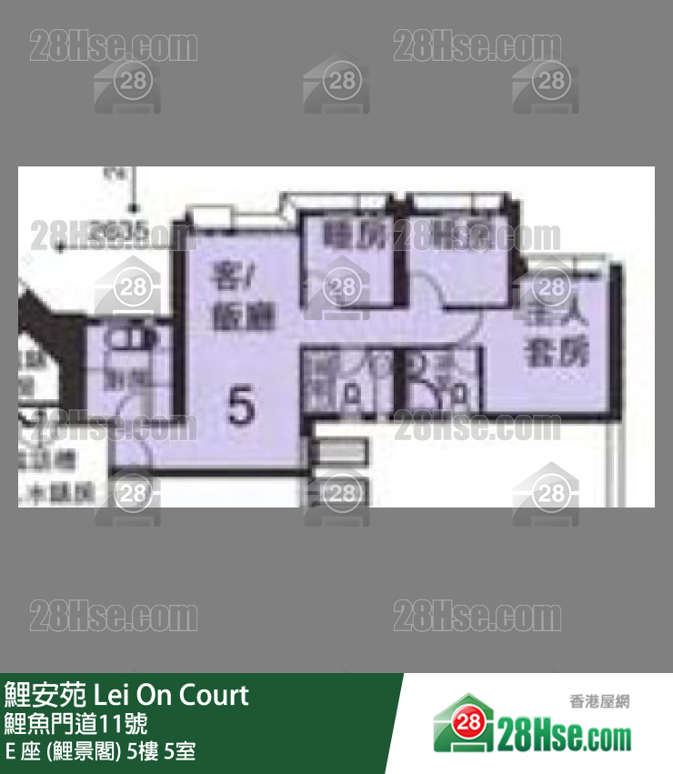 鲤安苑 E 座 (鲤景阁)5楼 5室 平面图