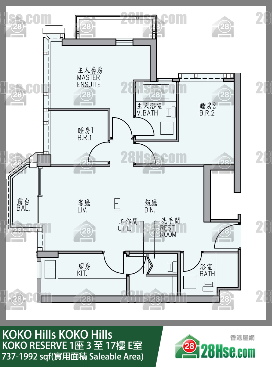 KOKO Hills KOKO RESERVE1座16楼 E室 平面图