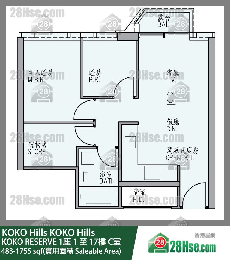 KOKO Hills KOKO RESERVE1座16楼 C室 平面图