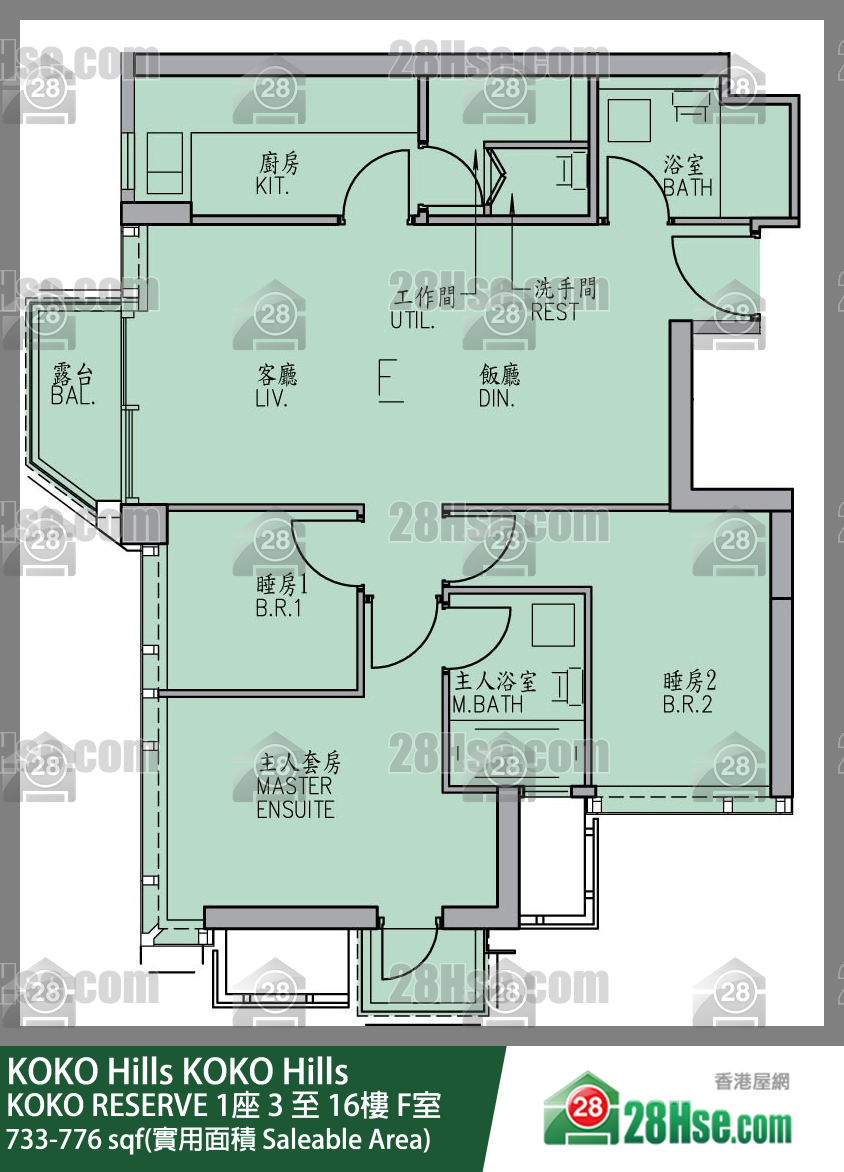 KOKO Hills KOKO RESERVE1座15楼 F室 平面图