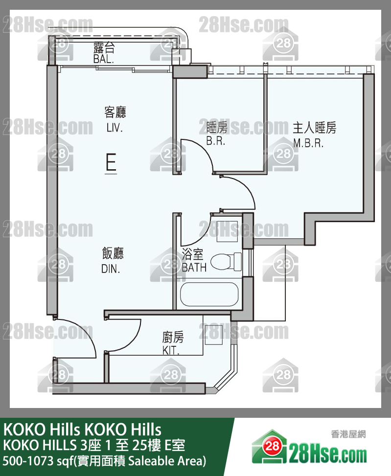 KOKO Hills 单位平面图(由 28Hse 提供) KOKO Hills 单位平面图(由 28Hse 提供)