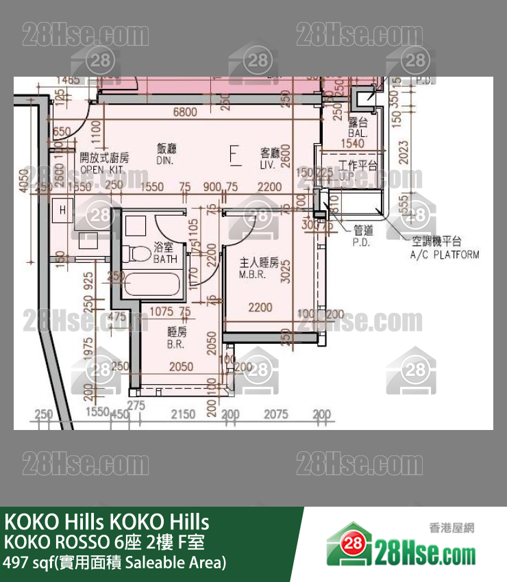 KOKO Hills KOKO ROSSO 6座 2楼 F室 平面图